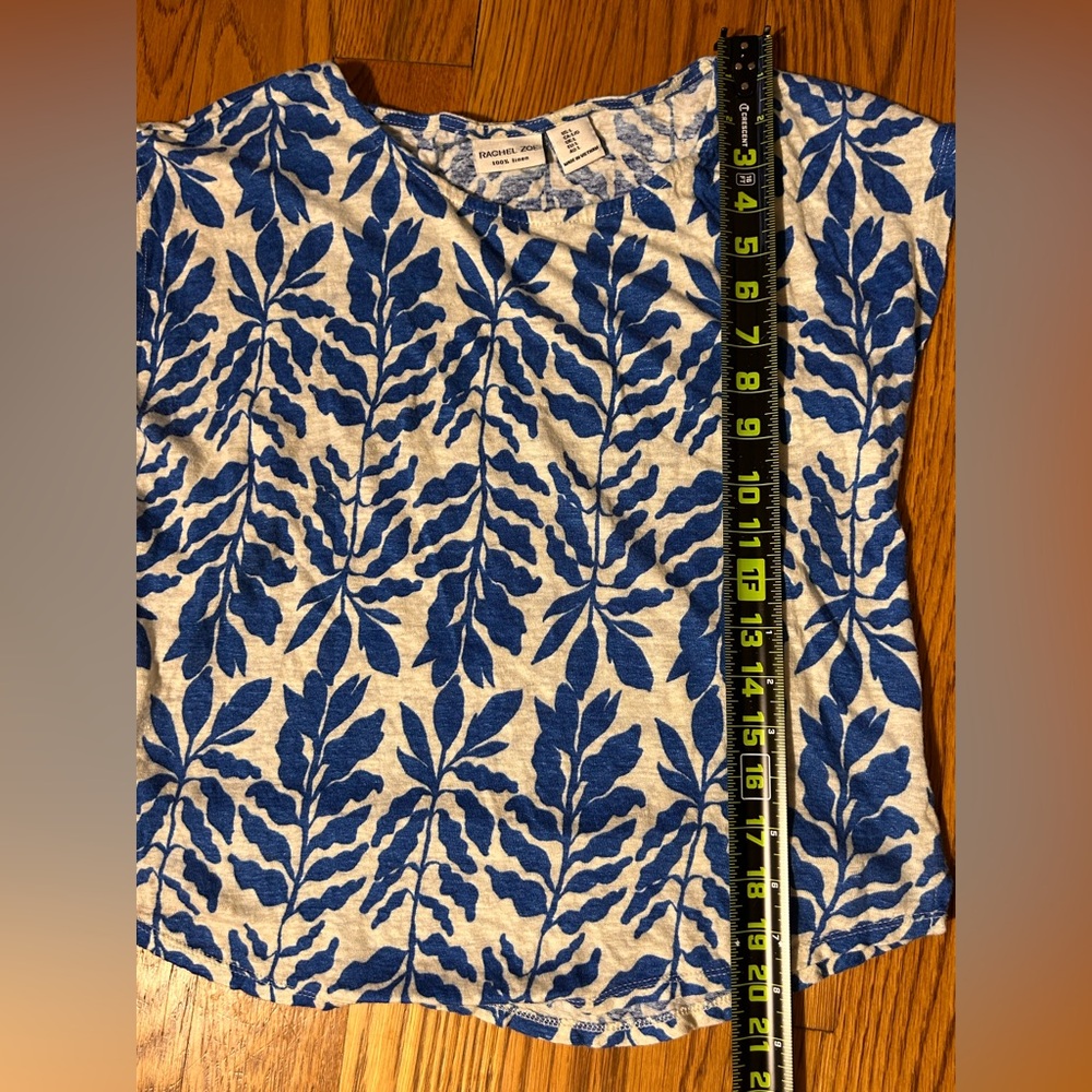 Rachel Zoe 100% Linen Botanical Top‎ | Size L | Quiet Luxury - Picture 4 of 8